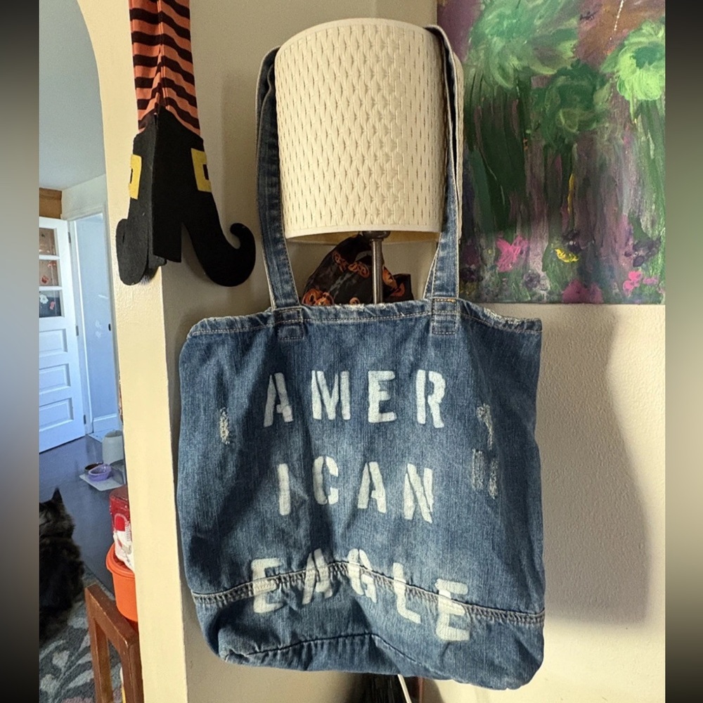 American Eagle Outfitters Blue Denim Tote Bag